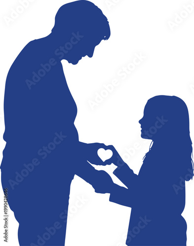 Silhouette parent and child making heart shape with hands symbol of love family relationship and caring moment.