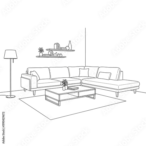 Modern L shaped sectional sofa furniture.