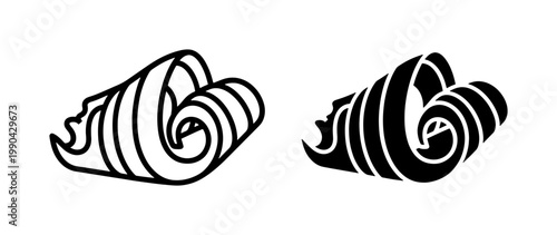 Butter curl icons in black outline and solid style