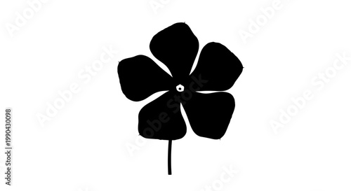 Bild auf Leinwand Simple Black Silhouette of a Five Petal Flower.