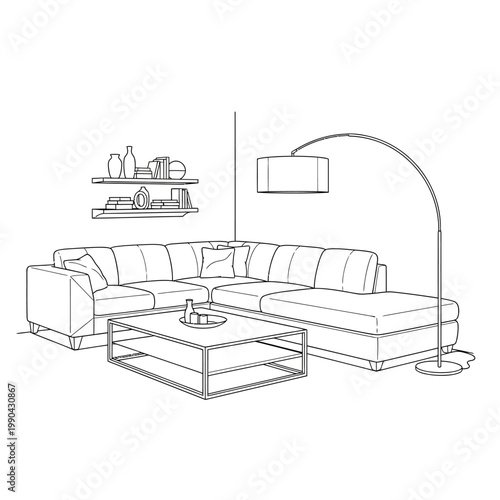 Modern living room sectional sofa.