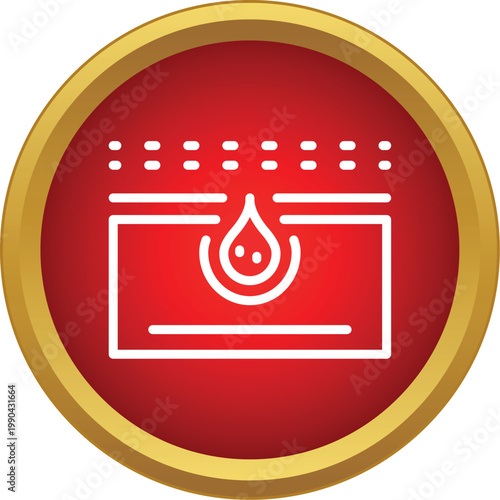 Skin cross section receiving a drop of serum, representing hydration and dermatology treatment