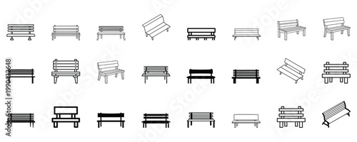 Set of Bench Seat Icons Set