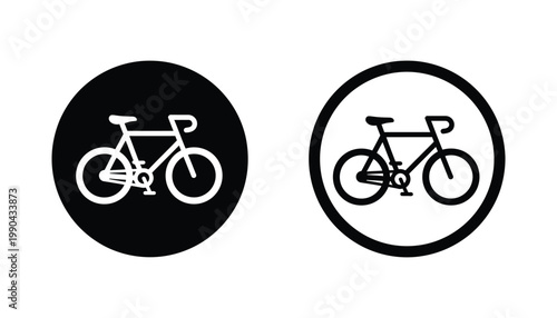 Bicycle transportation icon set inside circular frame for urban mobility concepts