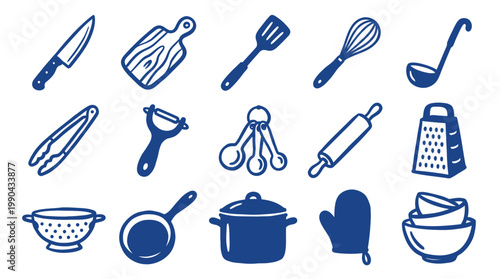 Kitchen Utensils Collection Isolated on White Background