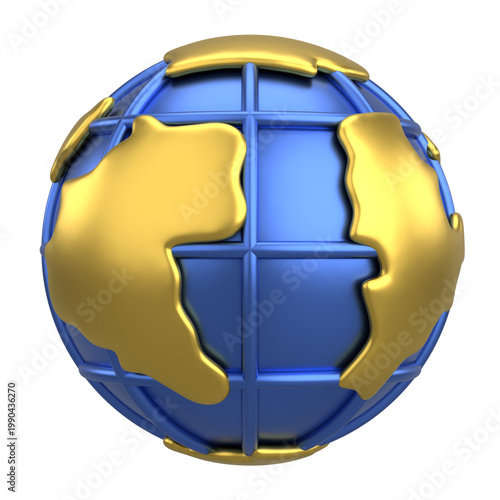 Tableau sur toile 3D globe. 3D earth. 3D illustration.
