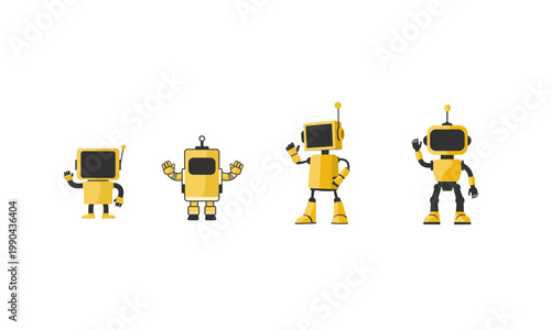 Robot Vector Yellow Color Game Asset, suitable for futuristic,rustic etc.