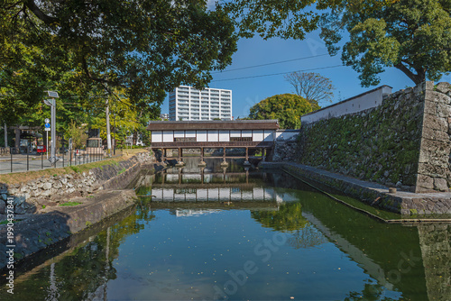 大分 府内城 二重櫓跡と廊下橋