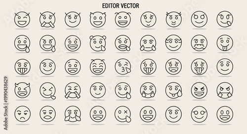 Collection of Diverse Emoji Icons with Various Expressions.