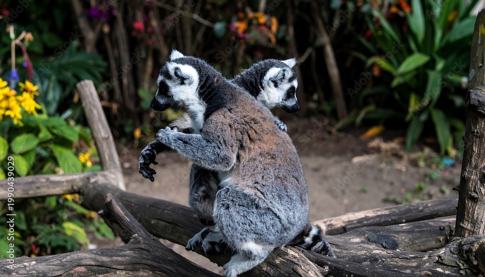 Fototapeta premium Lemurs On Tree Branch.
