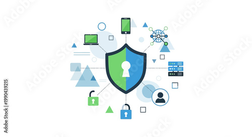 Digital Security Shield Protecting Connected Devices and Data.