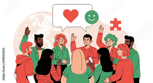 Diverse group of people sharing positive emotions and connection.