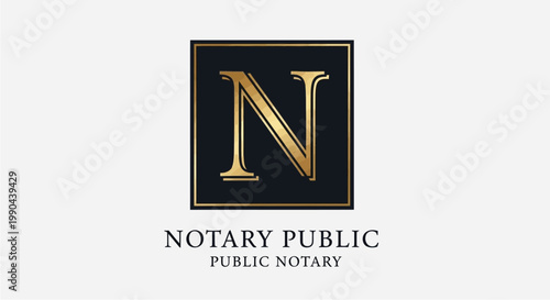 Elegant Notary Public Logo with Golden Letter N.