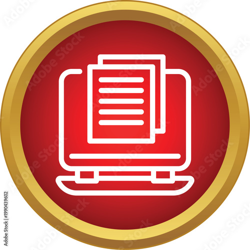 Laptop displaying digital files and documents as a concept for online information