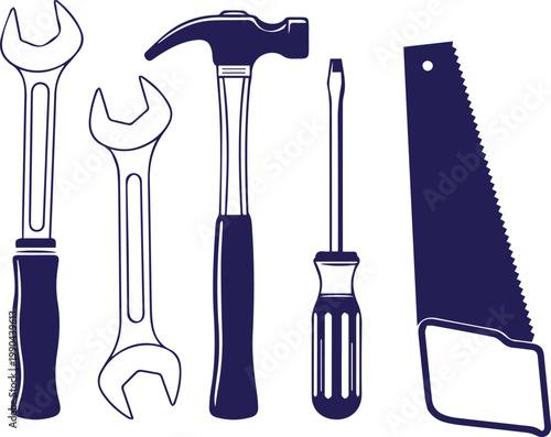 A set of basic tools for home improvement and repair work