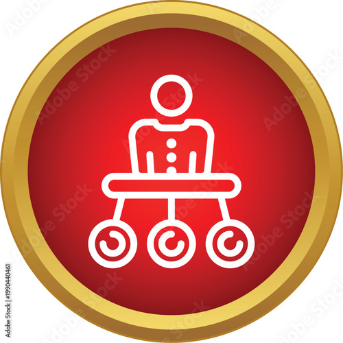 Outline icon representing a leader delegating tasks within an organizational chart