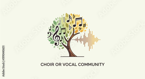 Wallpaper Mural Tree of Music and Sound Waves Symbolizing Choir and Vocal Community. Torontodigital.ca