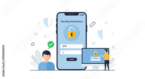 Wallpaper Mural Two Factor Authentication Security Login Process Illustration. Torontodigital.ca