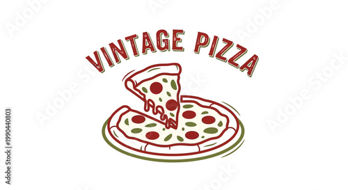 Wallpaper Mural Vintage Pizza Slice and Whole Pizza Logo Design. Torontodigital.ca