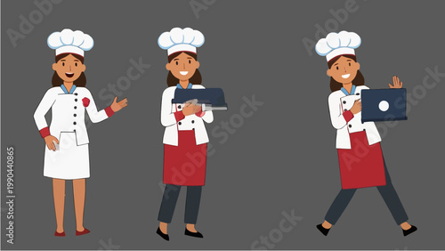 Wallpaper Mural Woman Chef Poses With Food and Laptop. Torontodigital.ca