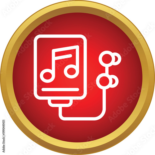 Music player connected with earphones representing digital sound entertainment