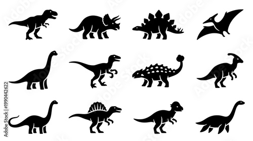 Collection of various dinosaurs vector illustration