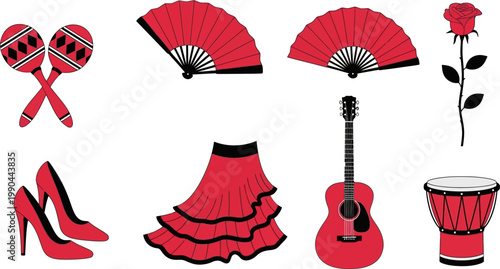 Flamenco Dance Accessories and Instruments.