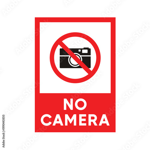 No camera sign design with a square frame, white background. Vector illustration.