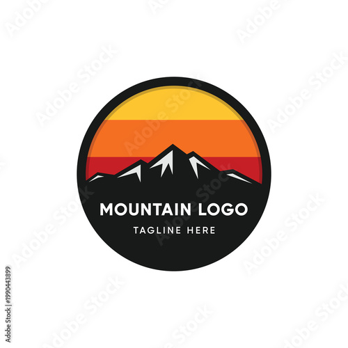 Mountain emblem logo on white background, vector