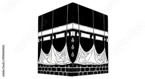Illustration of the Kaaba in Mecca, a significant Islamic holy site