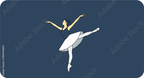 Young Woman in Ballet Dance Pose.