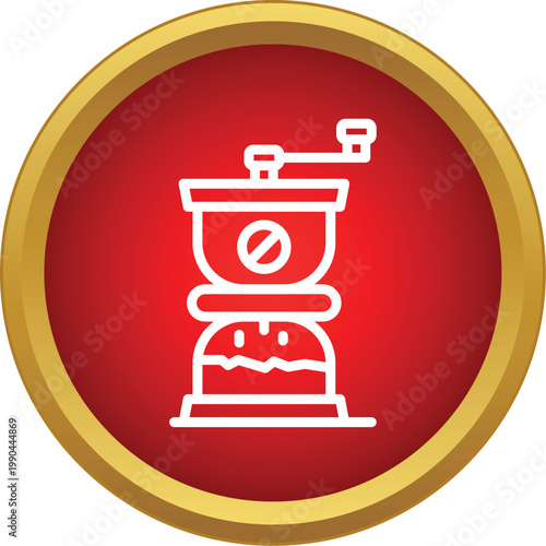 Manual coffee grinder icon preparing fresh coffee for brewing
