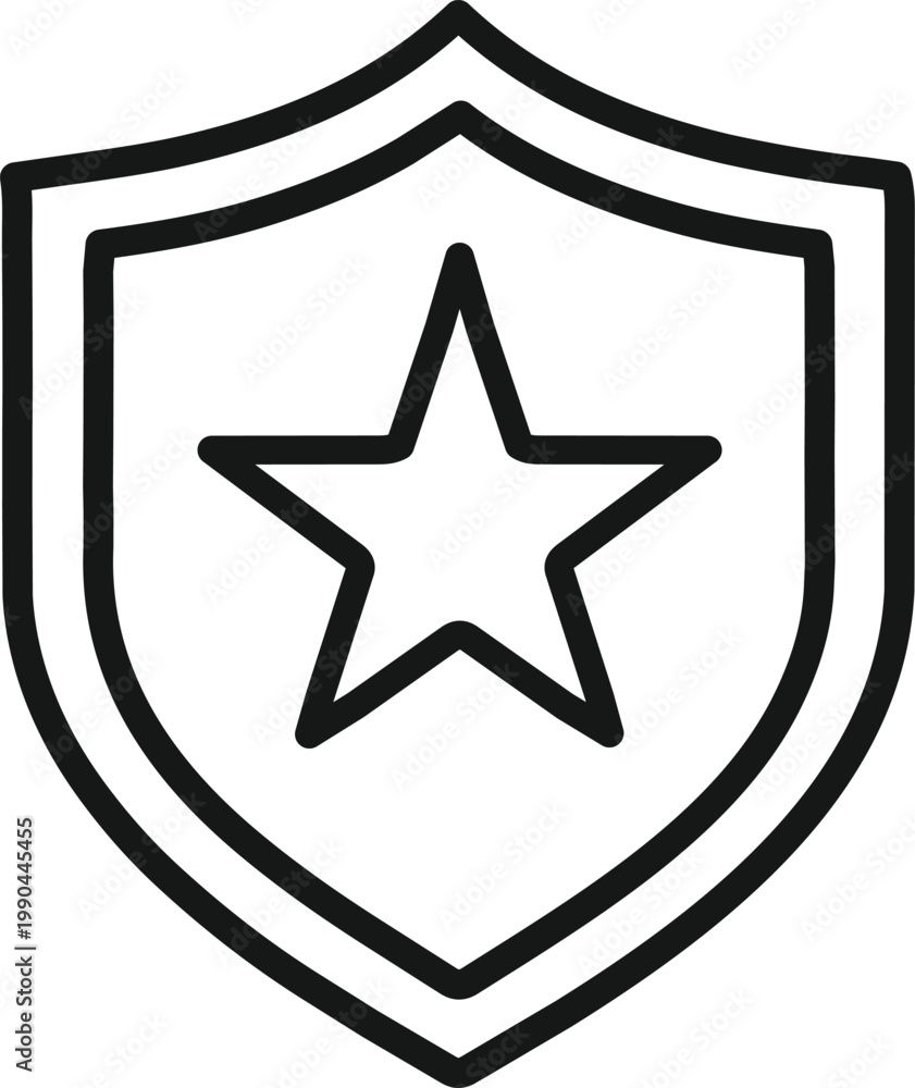 Obraz premium Shield Star Security Icon - Premium Protection Vector