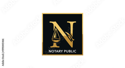 Elegant Notary Public Logo Design with Scale of Justice Symbol.
