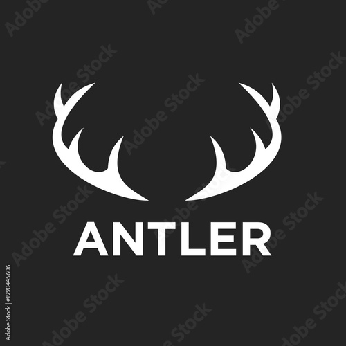 Minimalist White Antler Logo Design with 
