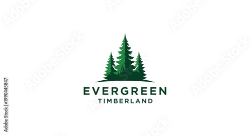 Evergreen Timberland Logo Design with Pine Trees.