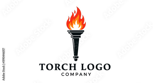 Flaming Torch Logo Symbol of Knowledge and Inspiration.