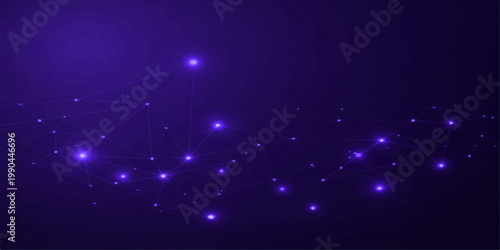 Abstract blue starry galaxy background with glowing light loops and magical night sky design