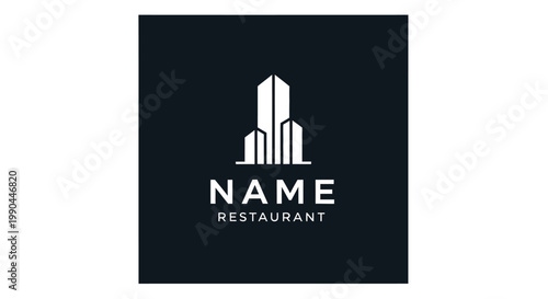 Modern Restaurant Logo Design with Abstract Building Icon.