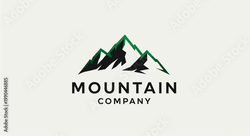 Mountain Company Logo Design Featuring Green Peaks.