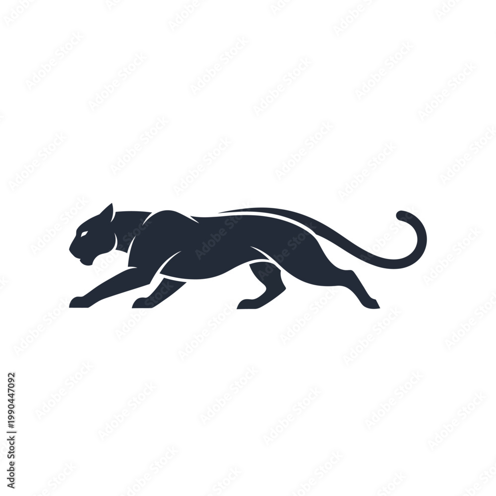 Naklejka premium Silhouette of a powerful black panther in motion.