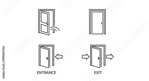 Set of door icons showing open and closed states.