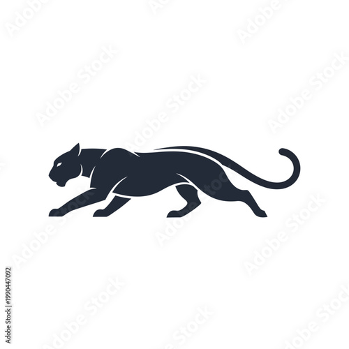 Silhouette of a powerful black panther in motion.