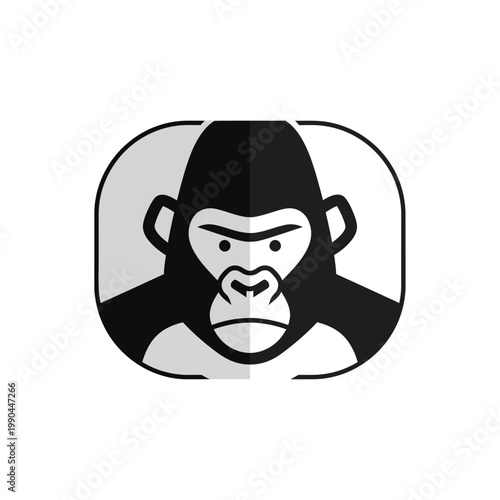 Stylized Gorilla Face Logo Design.