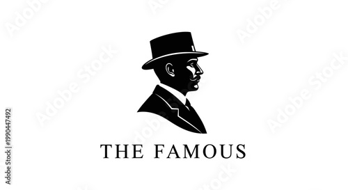 Vintage Gentleman in Top Hat and Suit Silhouette.