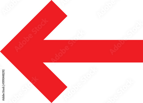 Arrow pointing left icon features a vibrant red rounded shape designed for intuitive navigation and bold user interface elements.