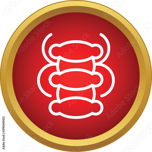 Human spine icon on red circle illustrating anatomical medical concept