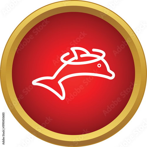 Dolphin balancing a hoop icon, representing entertainment and aquatic performance