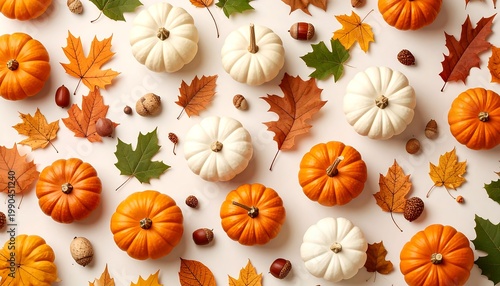 Autumn pumpkins and leaves.