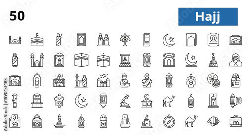 Hajj Pilgrimage Islamic Icons Collection